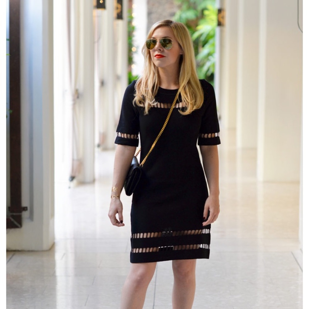 J.O.A. Black Sheer Panel Dress